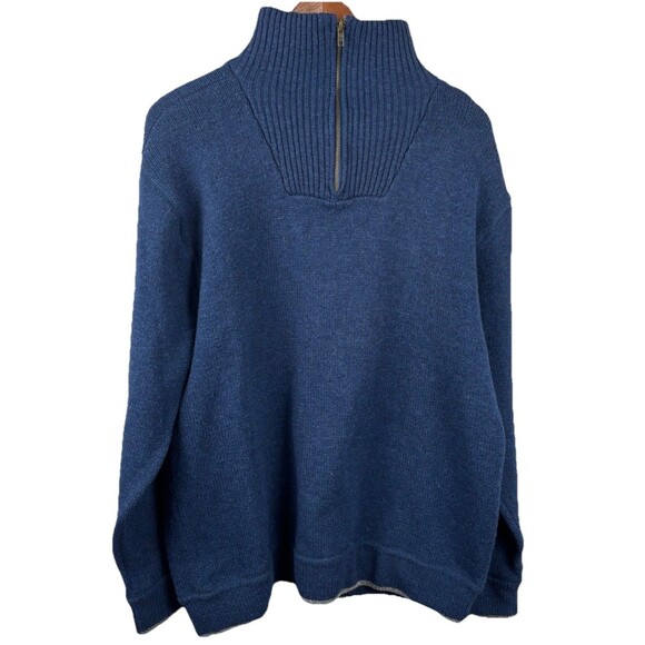 Irelands Eye 100% Wool Men’s 1/4 Zip Pullover Knit Sweater Men’s Size XL Blue - Picture 3 of 7